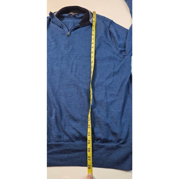 Brooks brothers blue 1/4 zip 100% merino wool EUC preppy casual warm winter XL - Picture 7 of 8